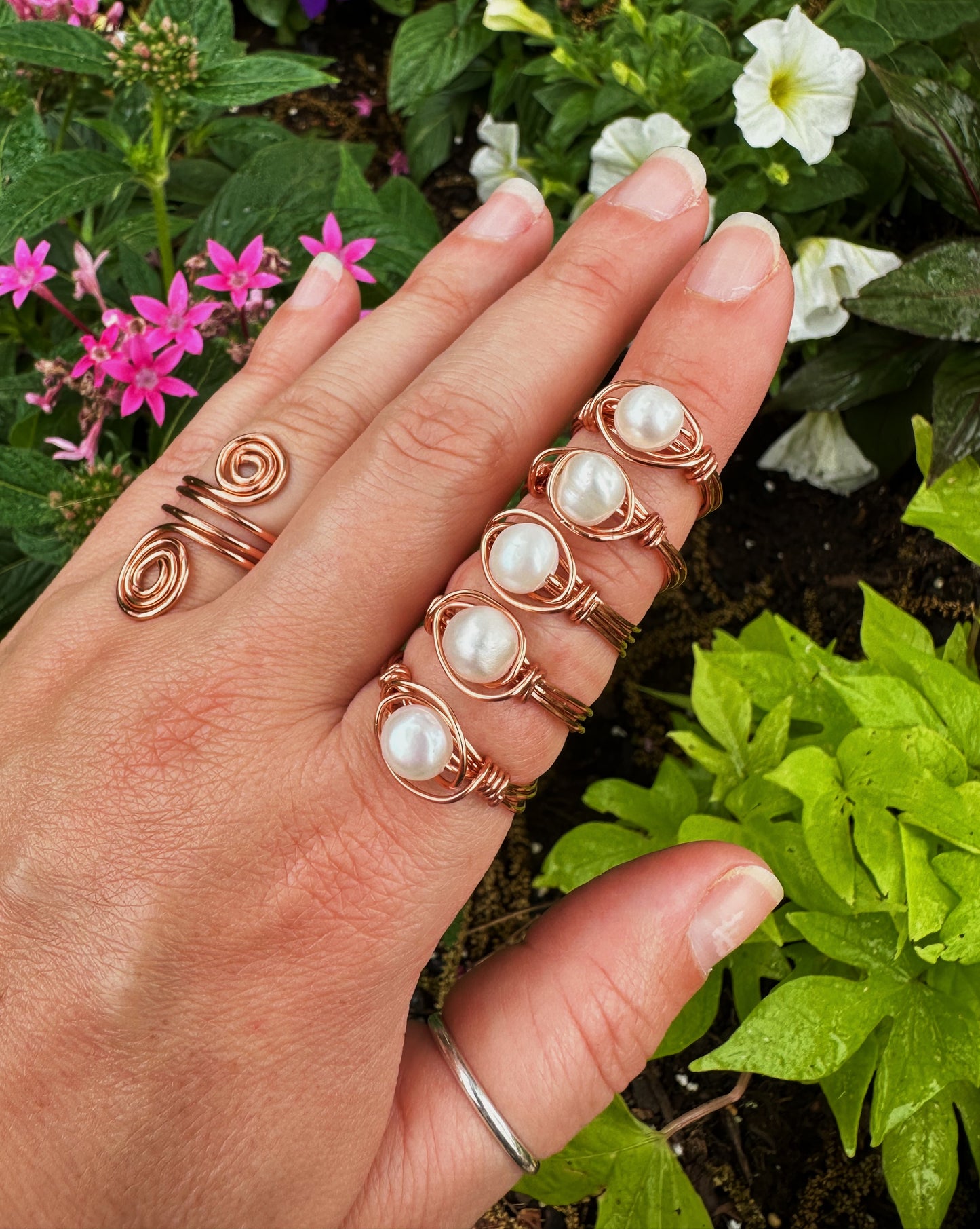 Fresh Water Pearl Copper Wire Wrapped Ring