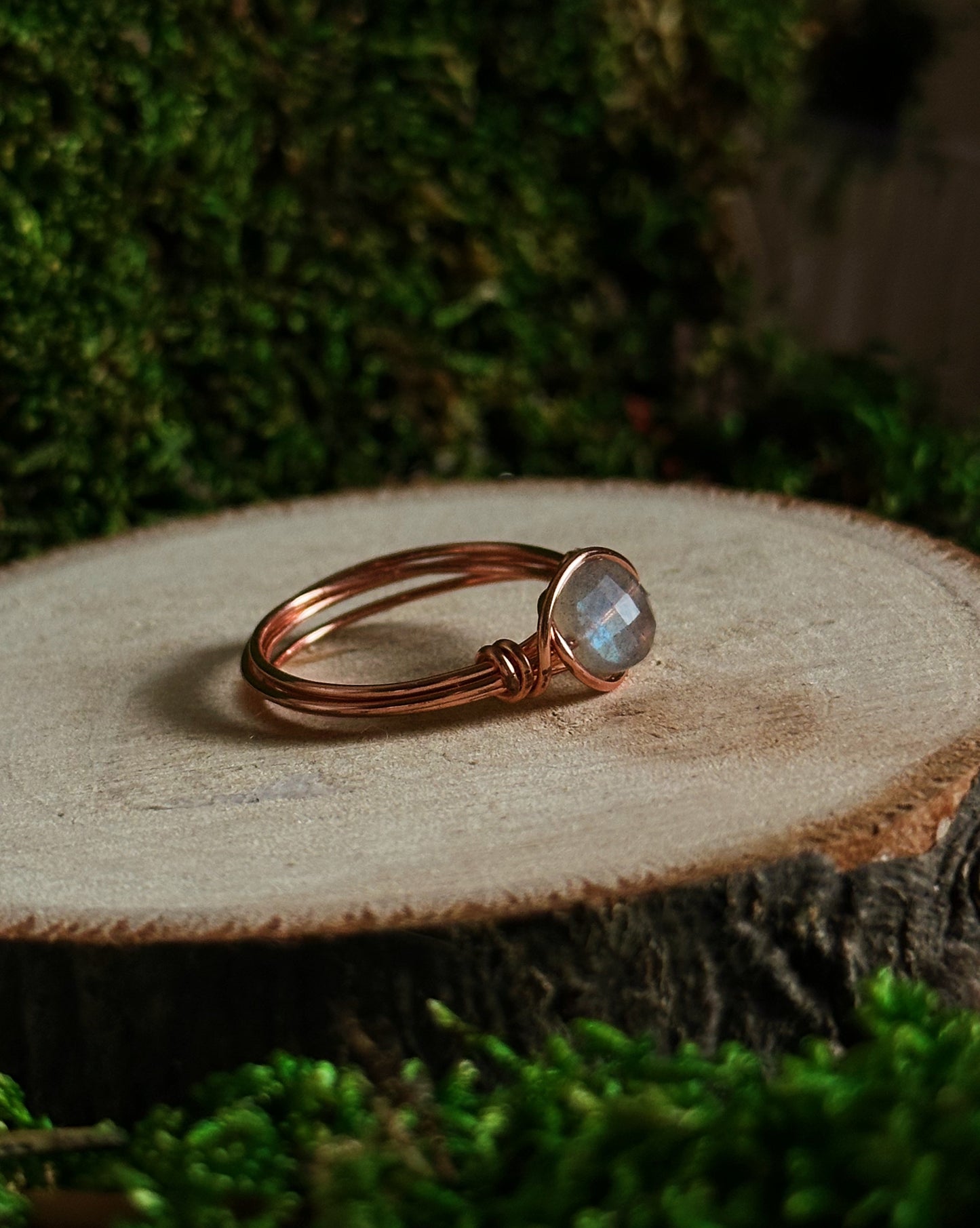 Labradorite Copper Wire Wrapped Ring