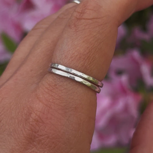 Hammered Silver Stacker Ring | Organic Texture