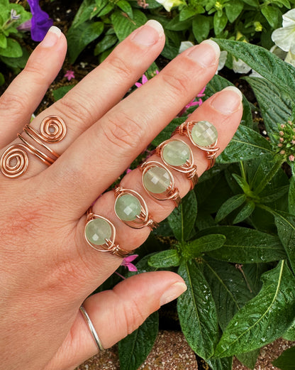 Aventurine Copper Wire Wrapped Ring