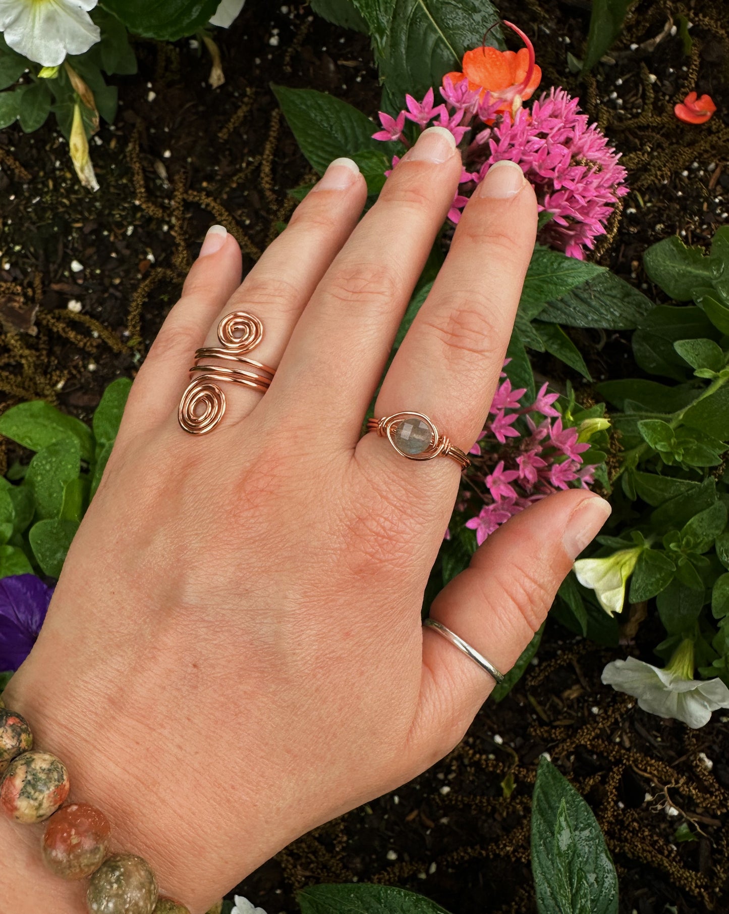 Labradorite Copper Wire Wrapped Ring
