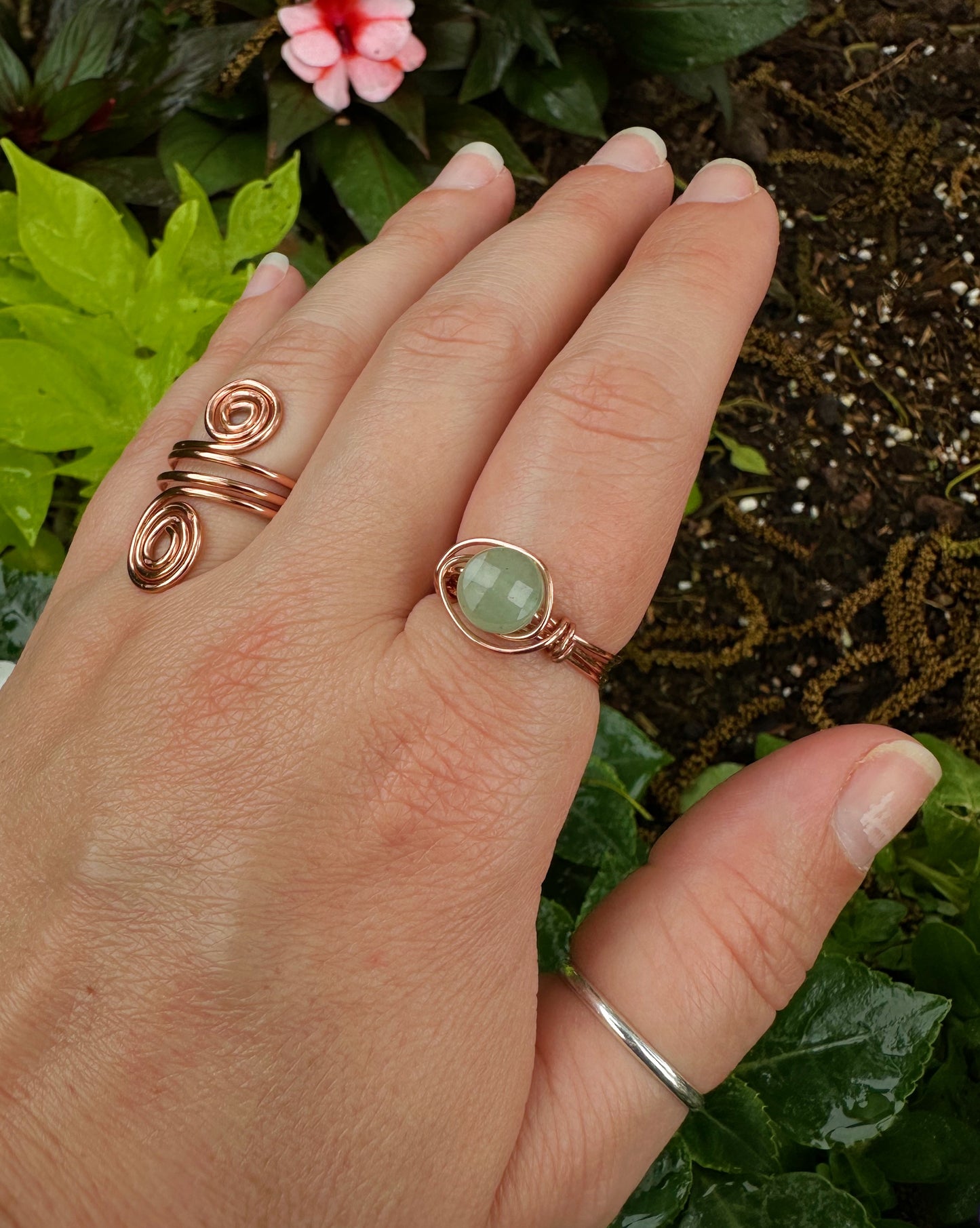 Aventurine Copper Wire Wrapped Ring