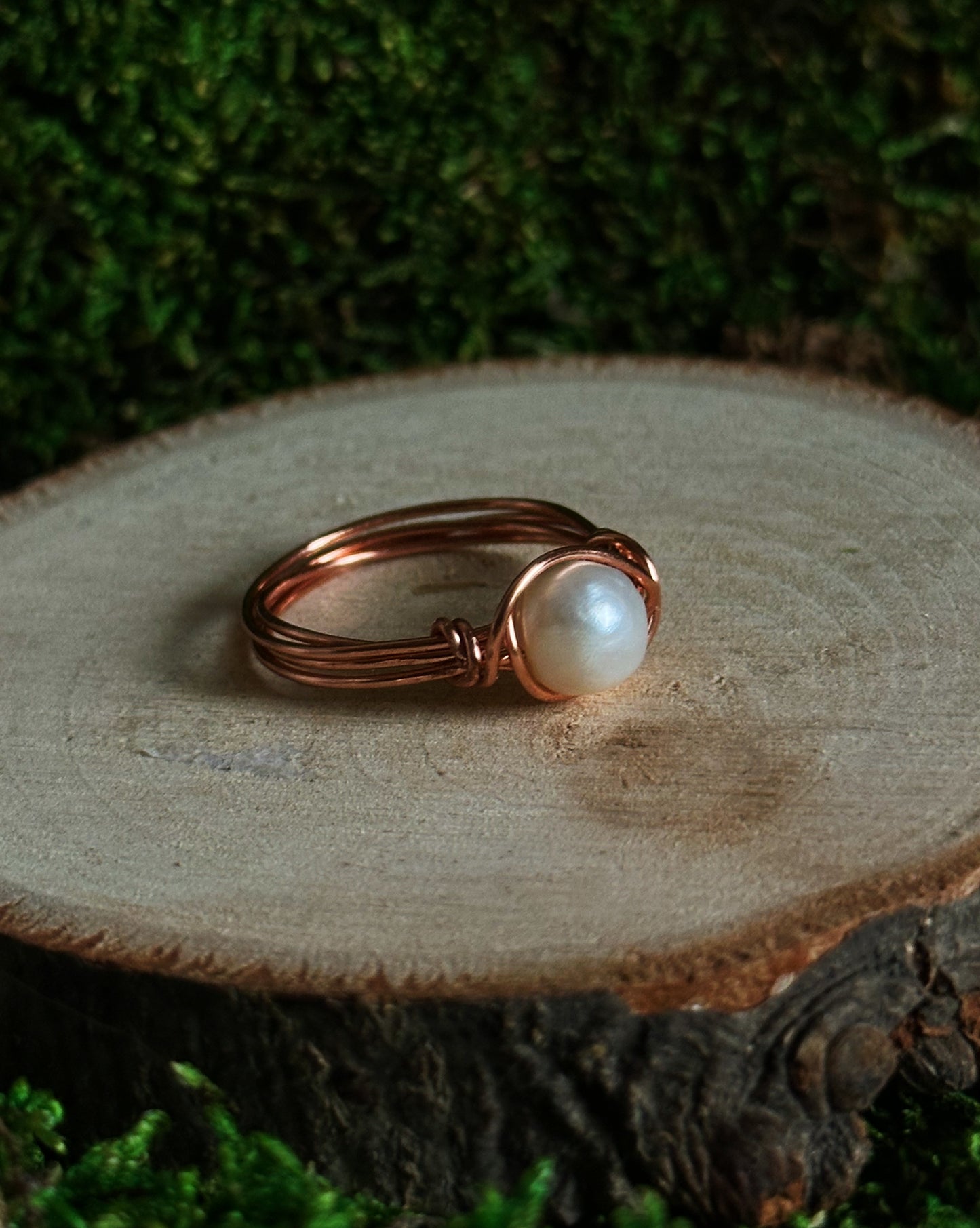 Fresh Water Pearl Copper Wire Wrapped Ring