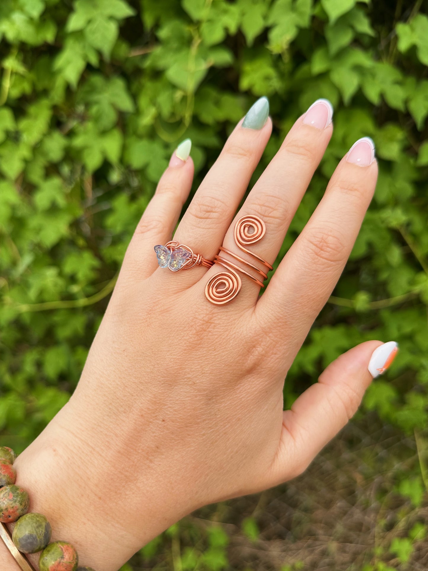 Iridescent Butterfly Wire Wrapped Ring