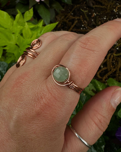Aventurine Copper Wire Wrapped Ring