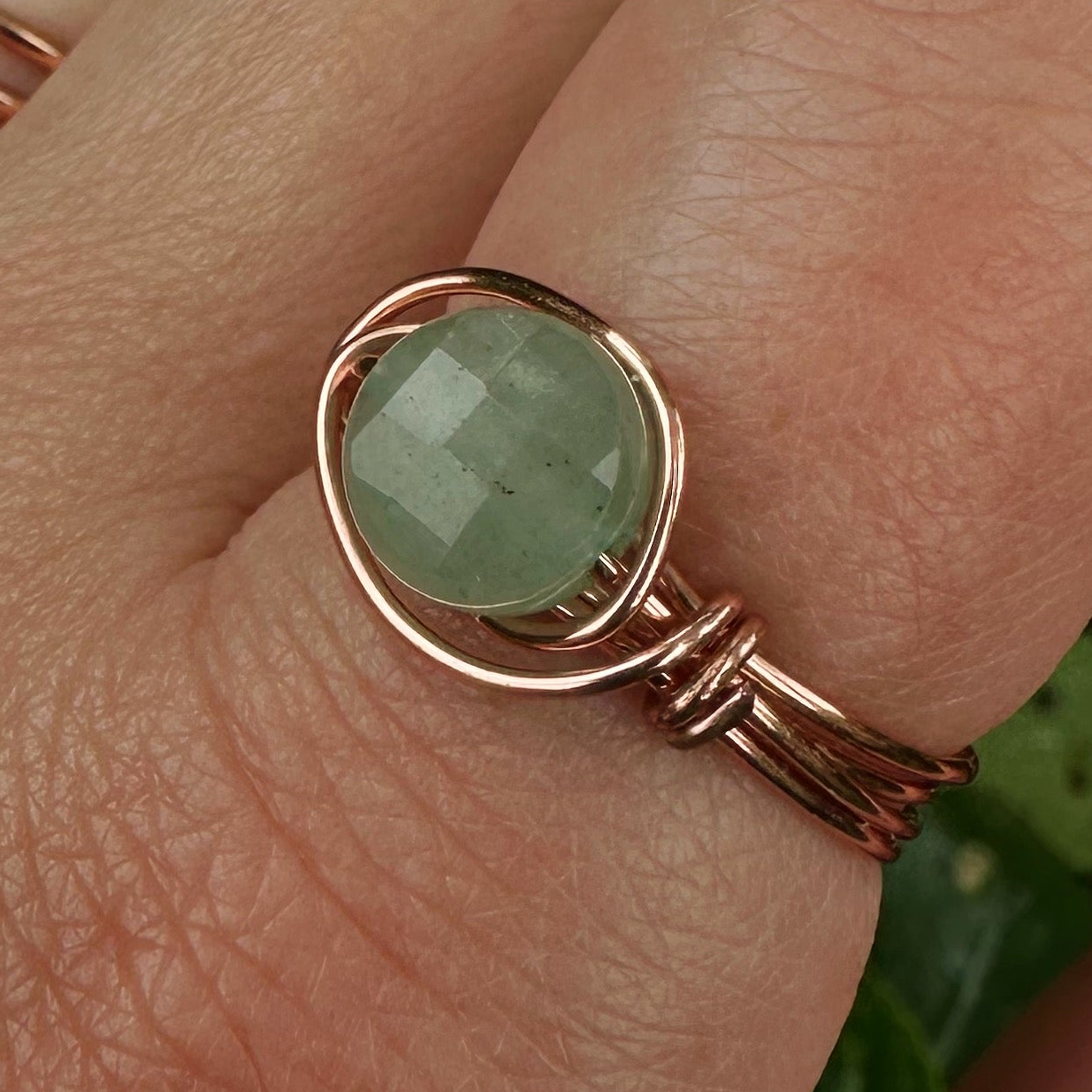 Aventurine Copper Wire Wrapped Ring
