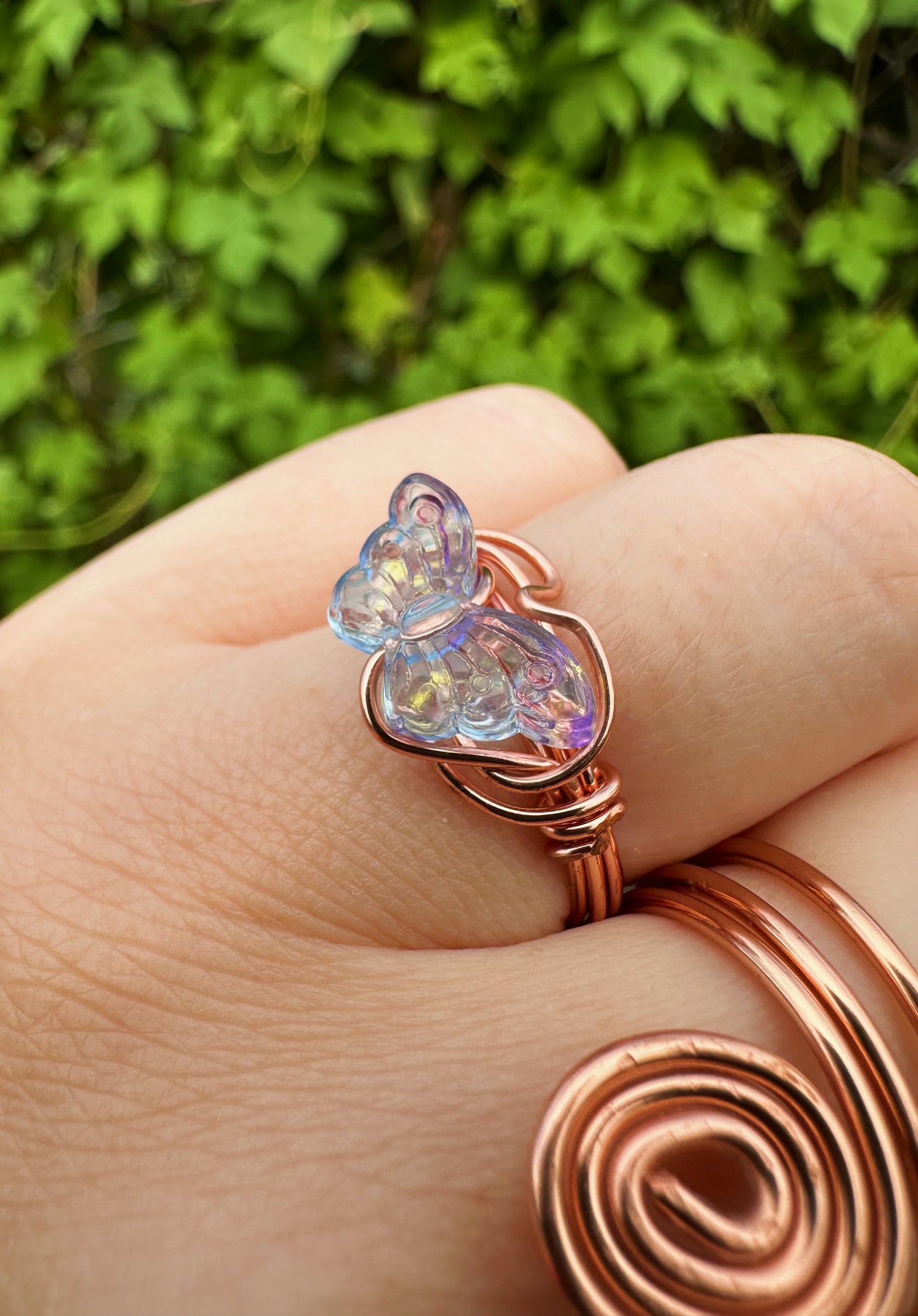 Iridescent Butterfly Wire Wrapped Ring