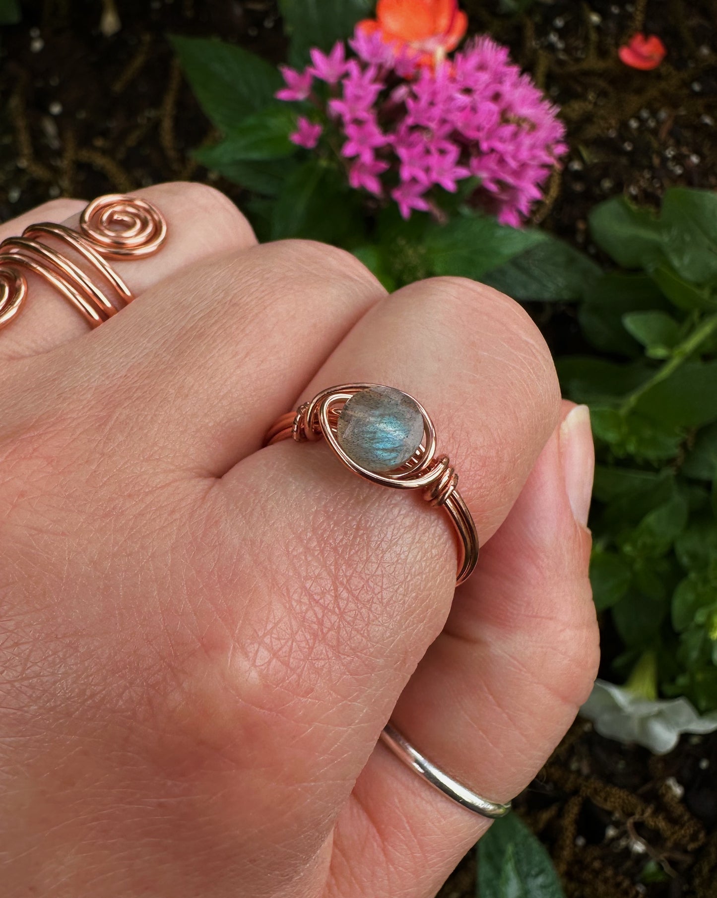 Labradorite Copper Wire Wrapped Ring
