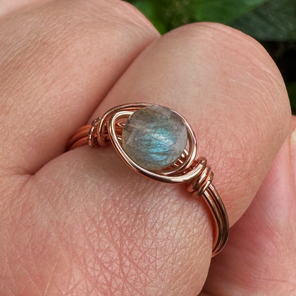 Labradorite Copper Wire Wrapped Ring