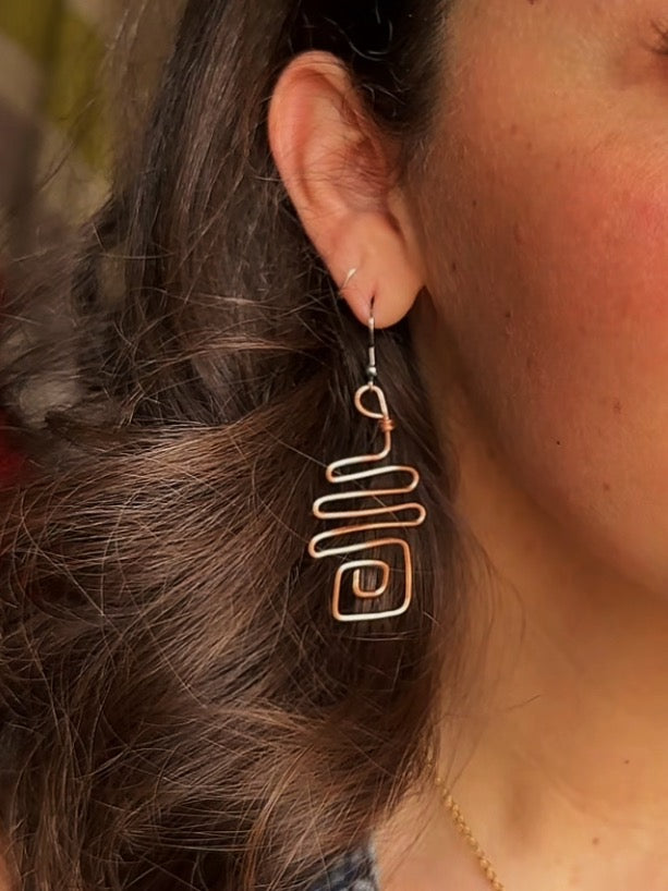 Ancient Spiral Copper Earrings