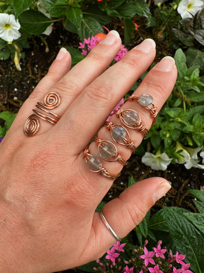 Labradorite Copper Wire Wrapped Ring
