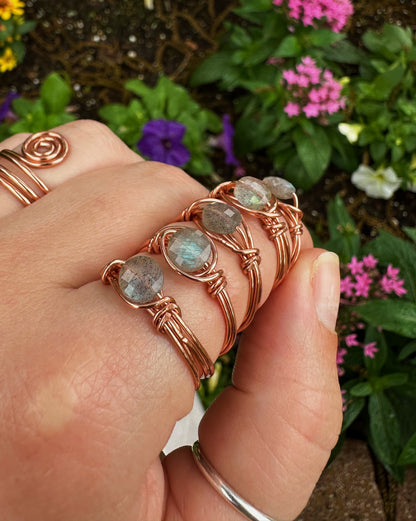 Labradorite Copper Wire Wrapped Ring