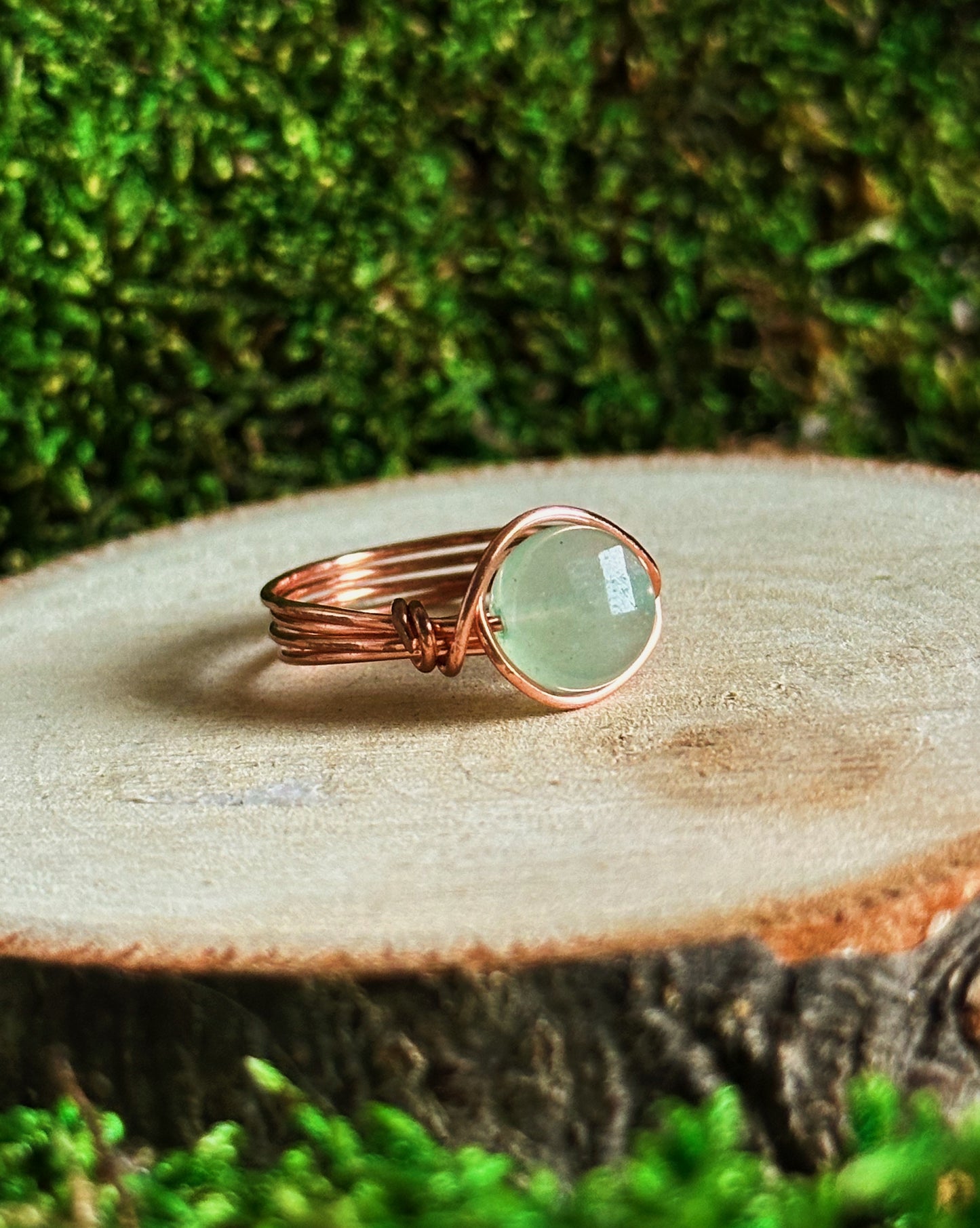 Aventurine Copper Wire Wrapped Ring