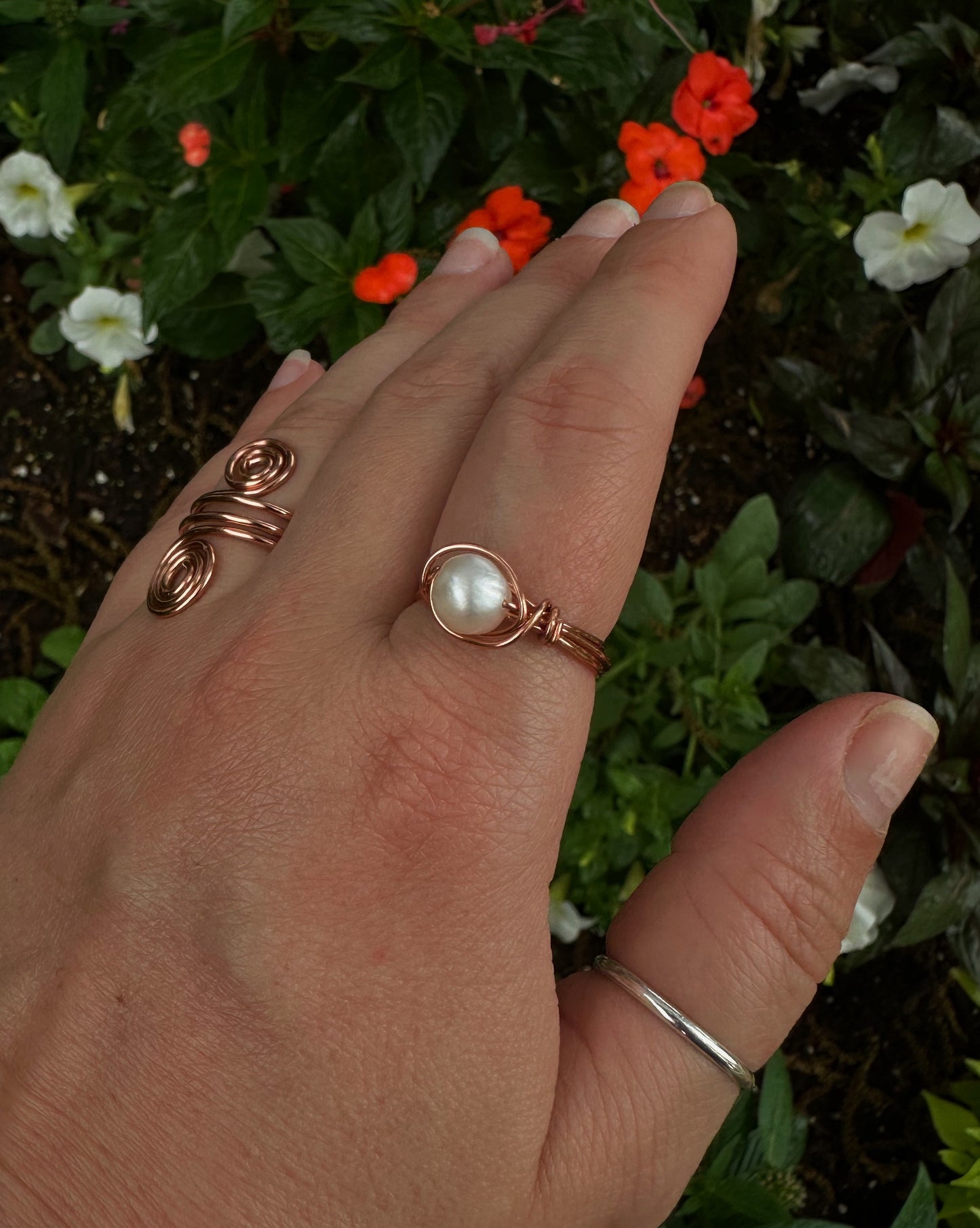 Fresh Water Pearl Copper Wire Wrapped Ring