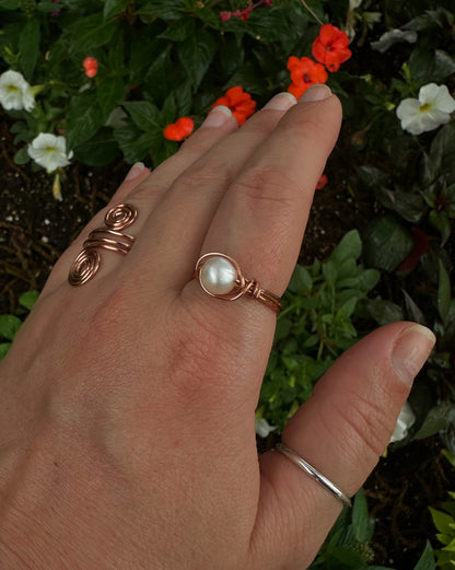 Fresh Water Pearl Copper Wire Wrapped Ring