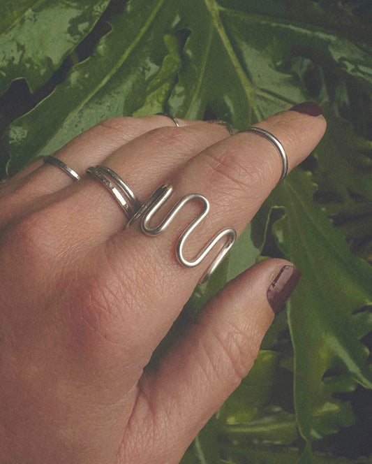 Silver Wave Ring | Statement Stacker